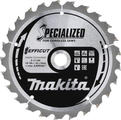 Пильный диск по дереву MAKITA E-11140 efficut 190x20x1,35x25t