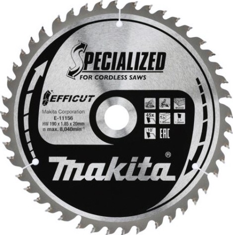 Пильный диск по дереву MAKITA E-11156 efficut 190x20x1,35x45t