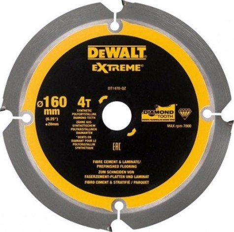 Пильный диск по фиброцементу DeWALT 160х4тх20 мм Extreme DT1470-QZ [DT1470-QZ]