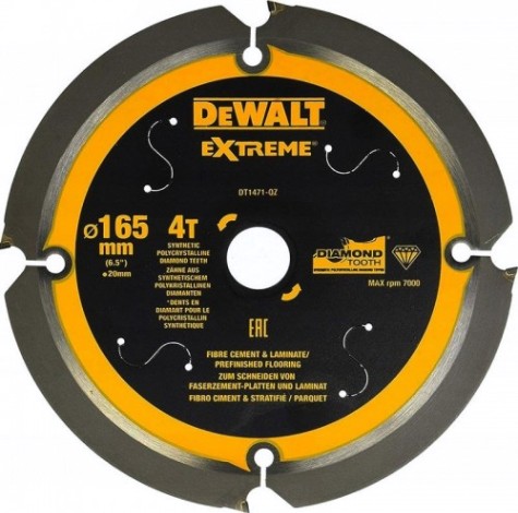 Пильный диск по фиброцементу DeWALT 165х4тх20 мм Extreme DT1471-QZ [DT1471-QZ]