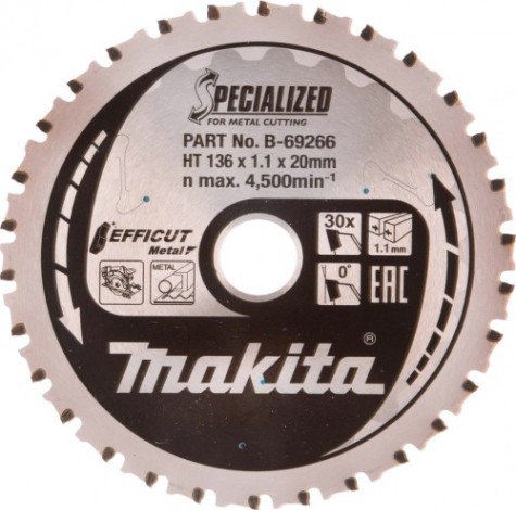 Пильный диск по стали MAKITA 136x20x30T металлу efficut [B-69266]