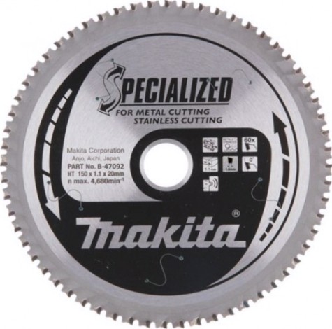 Пильный диск по стали MAKITA 150x20x1.0x60T для нержавеющей (для dcs551) [B-47092]