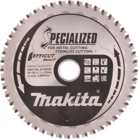 Пильный диск по стали MAKITA 150x20x48T металлу efficut [B-69294]