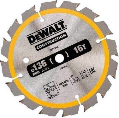 Пильный диск универсальный DeWALT 136х16тх10 мм Construction DT1946-QZ [DT1946-QZ]