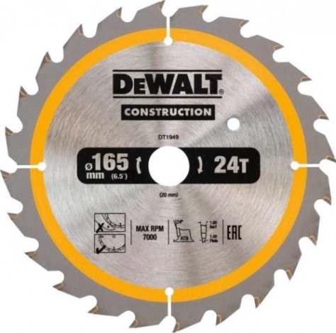 Пильный диск универсальный DeWALT 165х24тх20 мм Construction DT1949-QZ [DT1949-QZ]