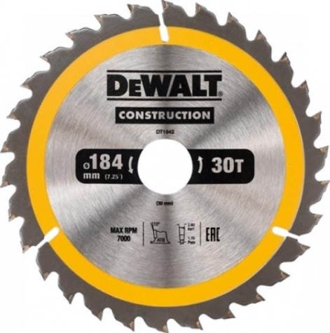Пильный диск универсальный DeWALT 184х30тх30 мм Construction DT1942-QZ [DT1942-QZ]