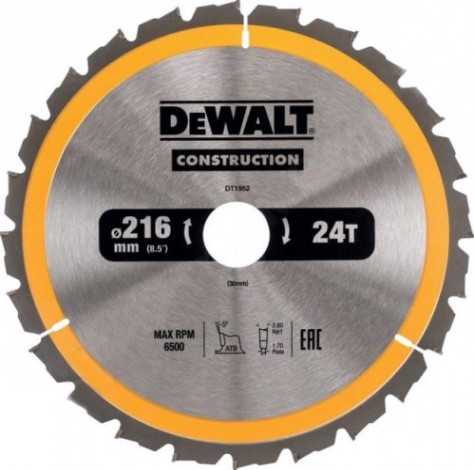 Пильный диск универсальный DeWALT 216х24тх30 мм Construction DT1952-QZ [DT1952-QZ]