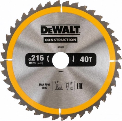 Пильный диск универсальный DeWALT 216х40тх30 мм Construction DT1953-QZ [DT1953-QZ]