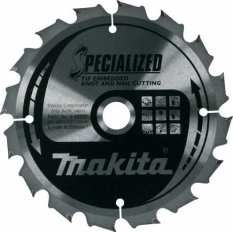 Пильный диск универсальный MAKITA 165x20x1.25x16T для демонтажных работ [B-31217]