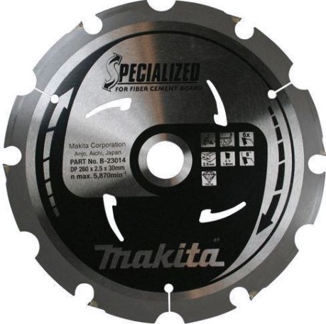 Пильный диск универсальный MAKITA 260x30x1.8x6T для цементноволокнистых плит [B-31625]