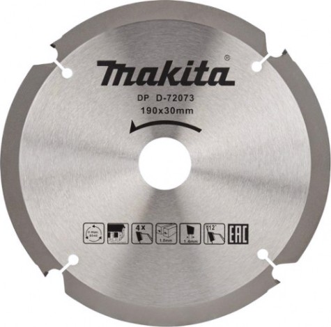 Пильный диск универсальный MAKITA D-72073 для цементноволокнистых плит, 190x30x1.4x4t