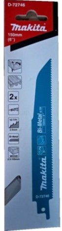 Полотна для сабельных пил MAKITA D-72746 по древесине с гвоздями 152x1,25x10tpi, 2 шт.