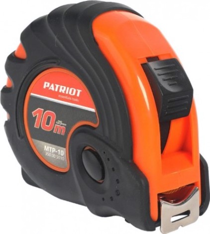 Рулетка PATRIOT MTP-10 10м, ударопрочный корпус, обрезиненная [350005010]