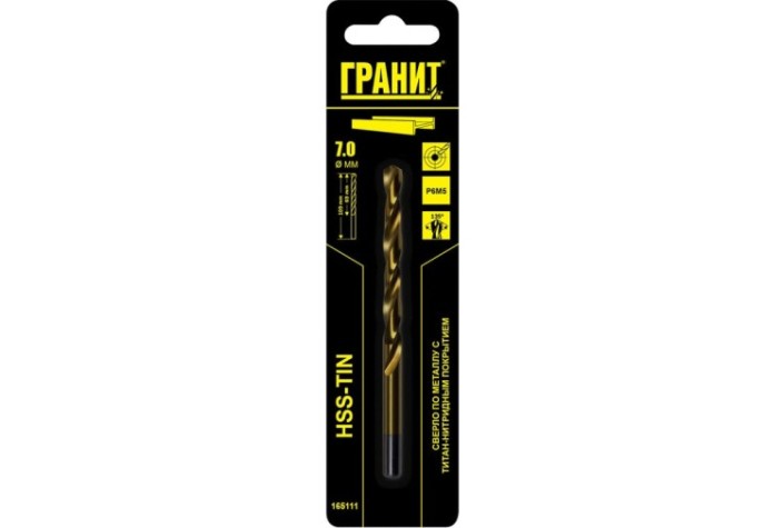 Сверло по металлу ГРАНИТ HSS-Tin 7,0х109/69 [165111]